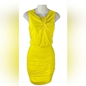 Bebe Brand.  Cute Sleeveless, Yellow Mesh Ruching Bodycon dress!